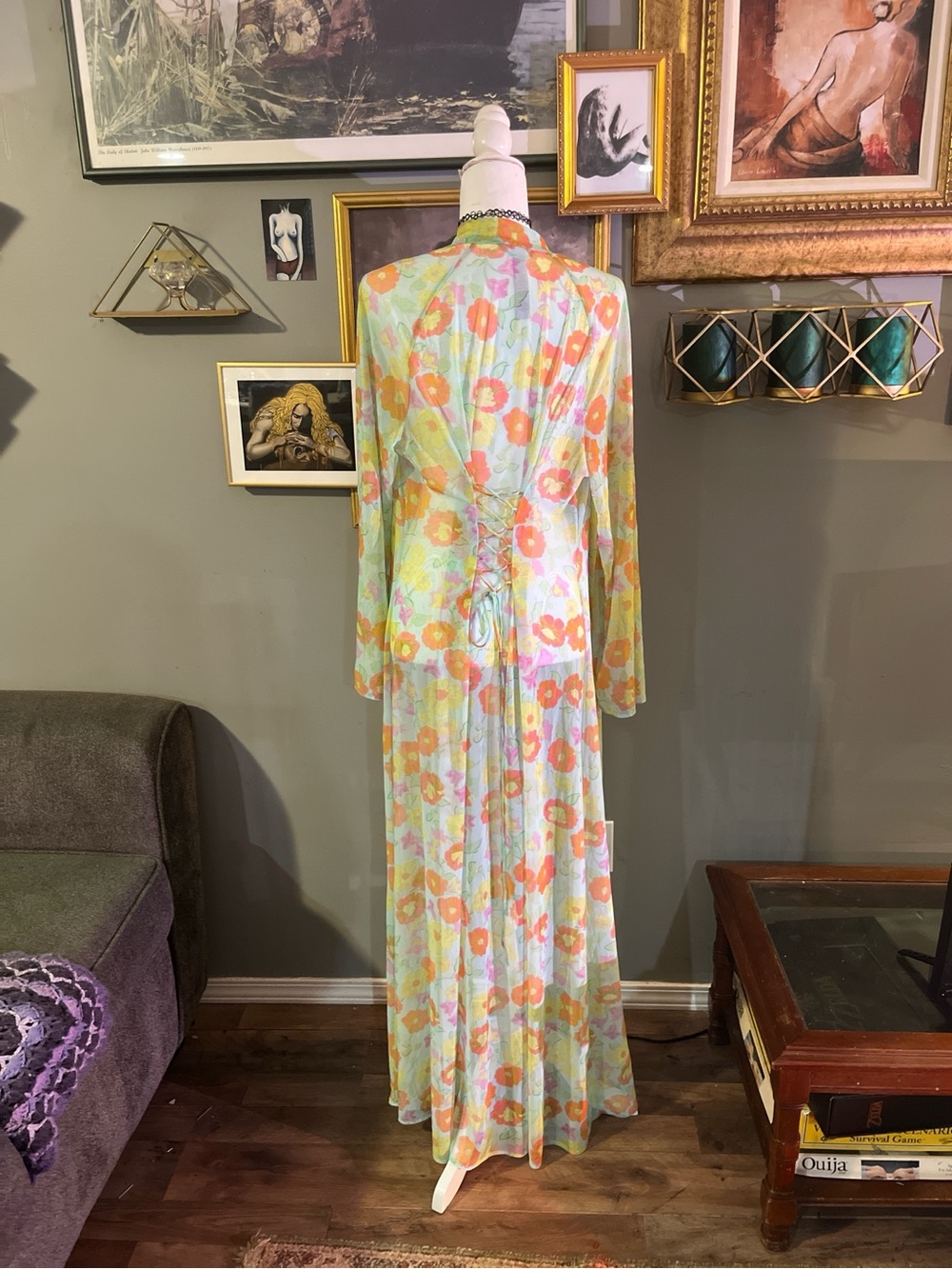 Sheer Floral Maxi Robe - Pastel Multi - Picture 8 of 11